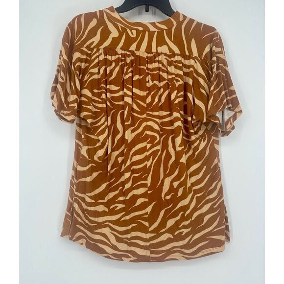 Anthropologie Maeve Windham Cedar Zebra Blouse Size S brown - Picture 7 of 9